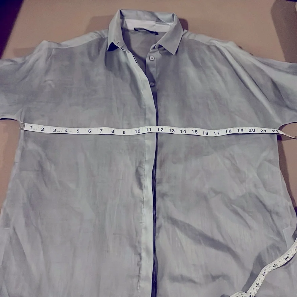 LAFAYETTE 148 New York Andra Semi Sheer Oversized Button Down Shirt- Size S - Picture 10 of 14